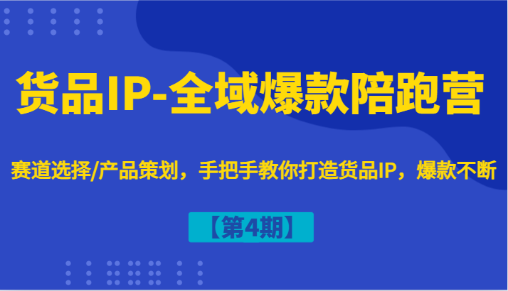 货品IP-全域爆款陪跑营【第4期】赛道选择/产品策划，手把手教你打造货品IP，爆款不断-鲁班聊项目