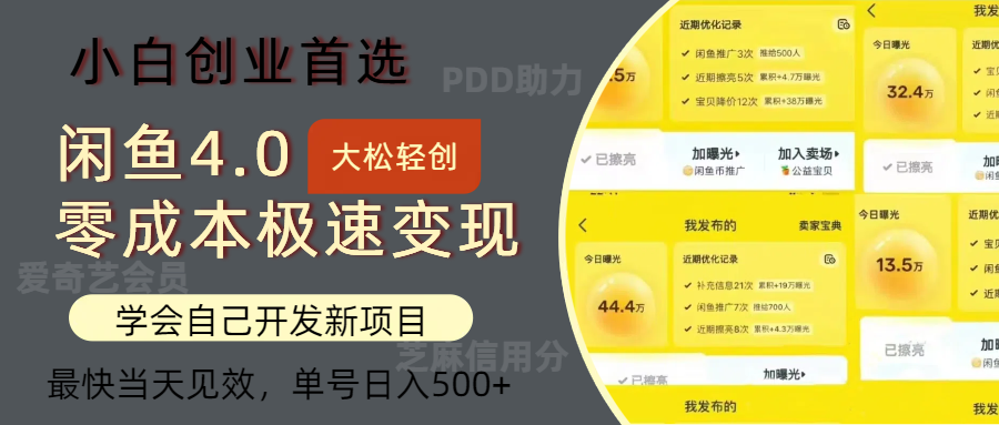 （12434期）闲鱼0成本极速变现项目，多种变现方式 单号日入500+最新玩法-鲁班聊项目