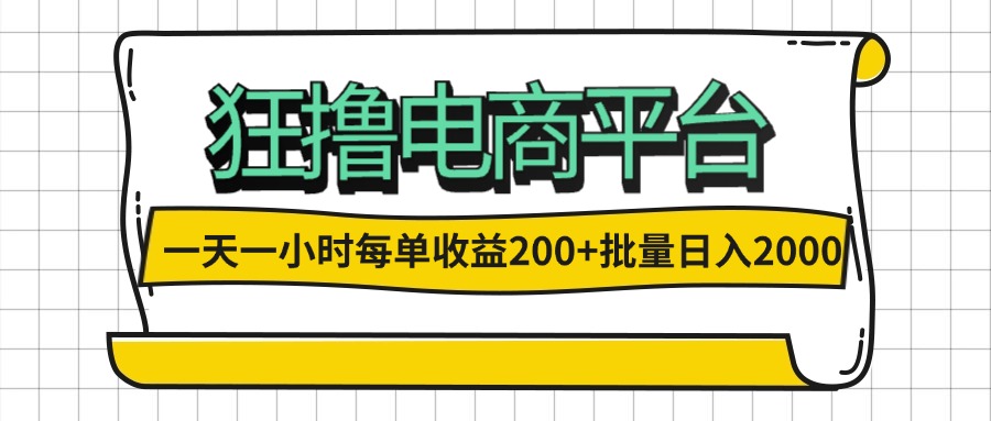 (12463期)一天一小时 狂撸电商平台 每单收益200+ 批量日入2000+-鲁班聊项目