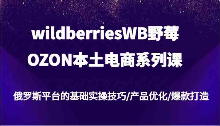 wildberriesWB野莓/OZON本土电商系列课,俄罗斯平台的基础实操技巧/产品优化/爆款打造-鲁班聊项目