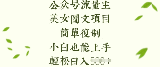 流量主长期收益项目，美女图片简单复制，小白也能上手，轻松日入5张-鲁班聊项目