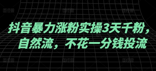 抖音暴力涨粉实操3天千粉，自然流，不花一分钱投流，实操经验分享-鲁班聊项目