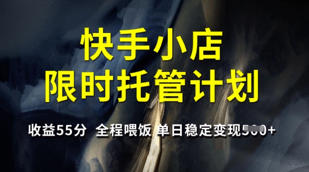 快手小店限时托管计划,收益55分,全程喂饭,单日稳定变现5张【揭秘】-鲁班聊项目