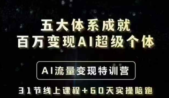 五大体系成就百万变现AI超级个体- AI流量变现特训营,一步一步教你一个人怎么年入百W-鲁班聊项目