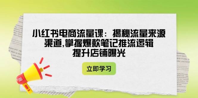 小红书电商流量课：揭秘流量来源渠道,掌握爆款笔记推流逻辑,提升店铺曝光-鲁班聊项目