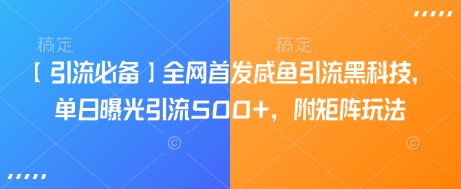 【引流必备】全网首发咸鱼引流黑科技，单日曝光引流500+，附矩阵玩法【揭秘】-鲁班聊项目