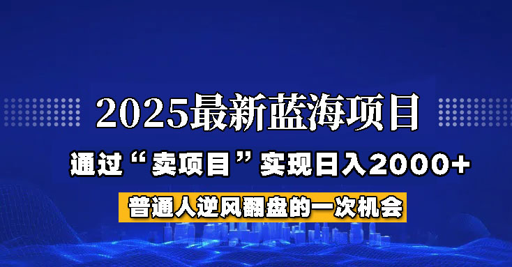 2025年蓝海项目,如何通过“网创项目”日入2000+-鲁班聊项目