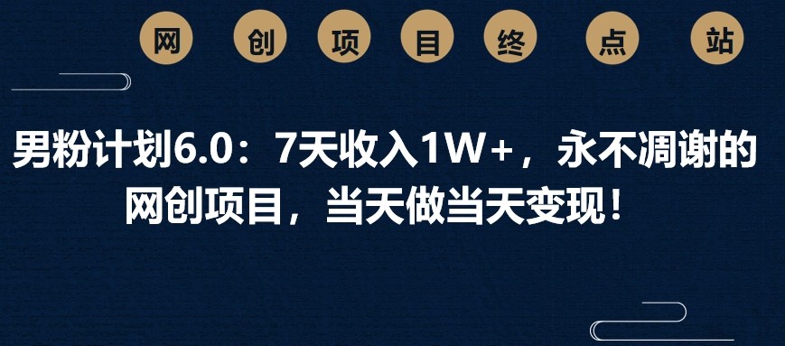 男粉计划6.0:7天收入1W+,永不凋谢的网创项目,当天做当天变现!-鲁班聊项目