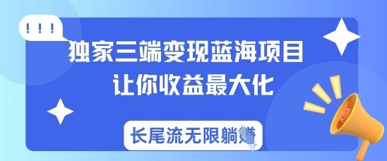 独家三端变现蓝海项目,让你收益最大化,长尾流无限躺挣-鲁班聊项目