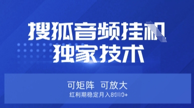 【搜狐音频挂G】独家技术,可矩阵可放大,红利期稳定月入8k【揭秘】-鲁班聊项目