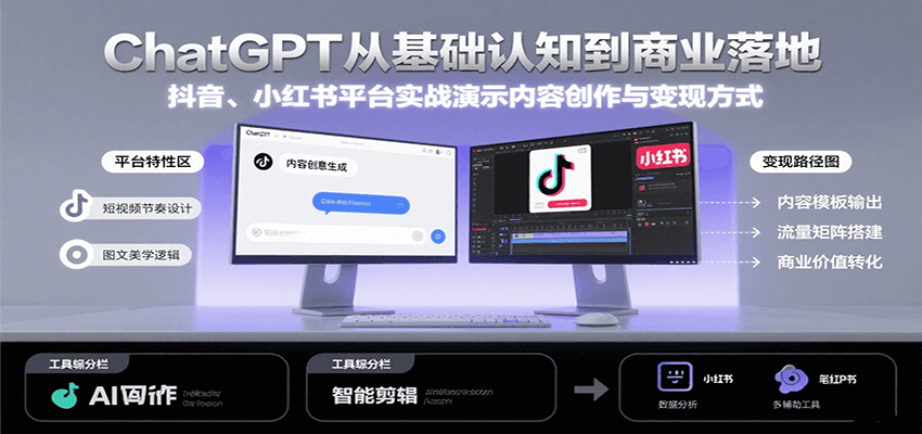 ChatGPT从基础认知到商业落地，实战演示抖音、小红书等平台的内容创作与变现-鲁班聊项目
