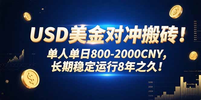 USD美金对冲搬砖!单人单日800-2000CNY，长期稳定运行8年之久!-鲁班聊项目