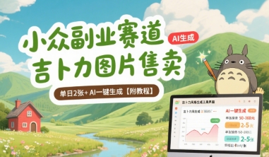 小众副业赛道 吉卜力图片售卖 单日2张+ AI一键生成【附教程】-鲁班聊项目