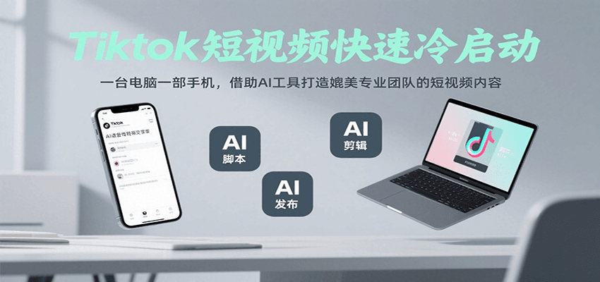 Tiktok短视频快速冷启动,一台电脑一部手机,借助AI工具打造媲美专业团队的短视频内容-鲁班聊项目