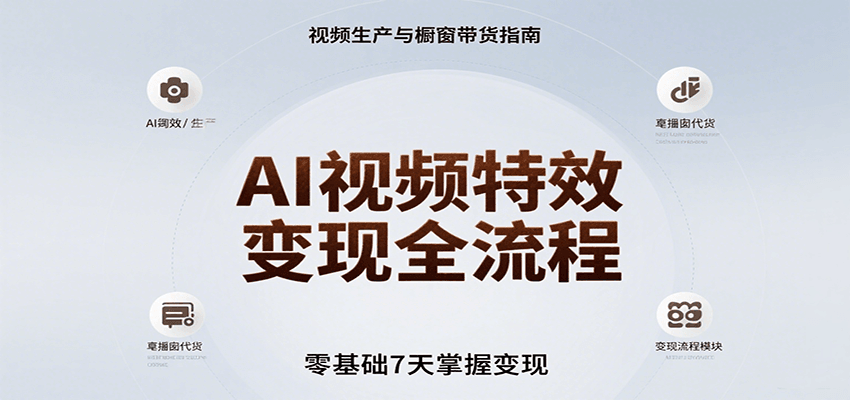 AI视频特效变现全流程,零基础7天掌握视频生产到橱窗带货变现-鲁班聊项目