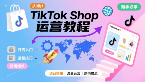 TikTok Shop从0到1运营教程,TikTok跨境电商新手必学课程-鲁班聊项目