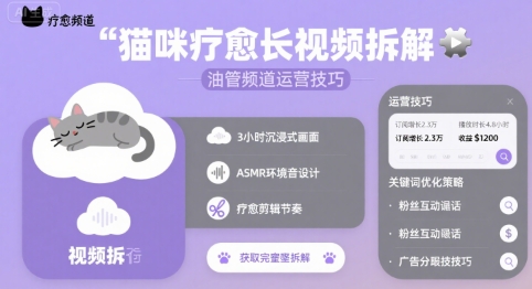 猫咪疗愈长视频拆解 &油管频道运营技巧-鲁班聊项目