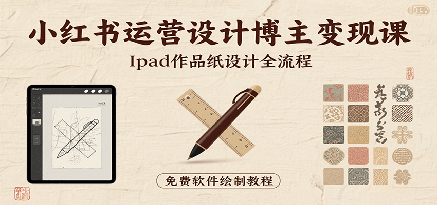 小红书运营设计博主变现课:iPad 上手作品纸设计,含全流程及细节技巧,避坑少绕路-鲁班聊项目