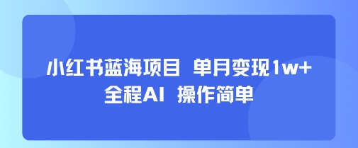 小红书蓝海项目 单月变现1w+ 全程AI 操作简单-鲁班聊项目