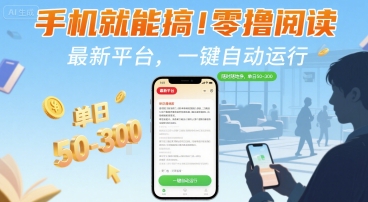 手机就能搞！零撸阅读挂G，最新平台，一键自动运行，随时随地挣，单日50-3张+【揭秘】-鲁班聊项目