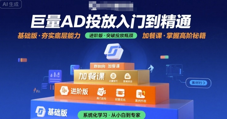 巨量AD投放入门到精通,基础版+进阶版+加餐课-鲁班聊项目
