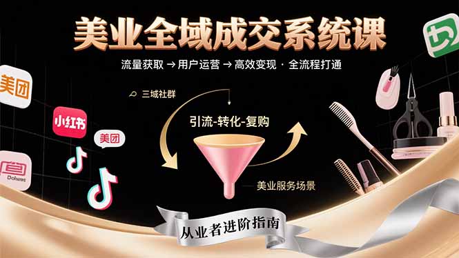美业全域成交系统课程:帮助美业从业者打通从流量获取到高效变现全流程-鲁班聊项目