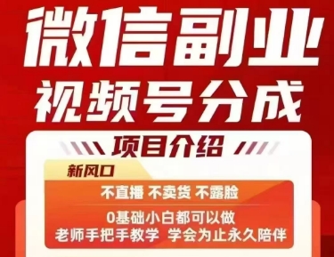 微信副业视频号分成,不直播 不卖货 不露脸,三五分钟即可完成一条作,每日收益几十、几张不等-鲁班聊项目