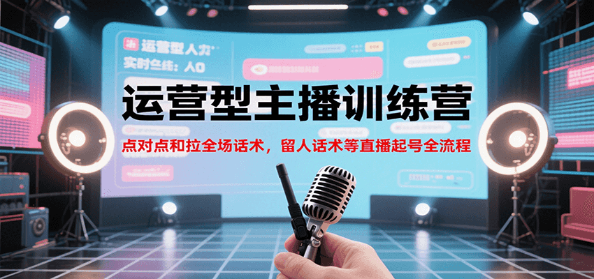 运营型主播训练营，点对点和拉全场话术，留人话术等直播起号全流程(更新8月)-鲁班聊项目