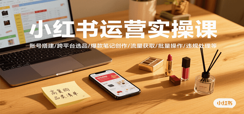 小红书运营实操课,账号搭建/跨平台选品/爆款笔记创作/流量获取/批量操作/违规处理等-鲁班聊项目