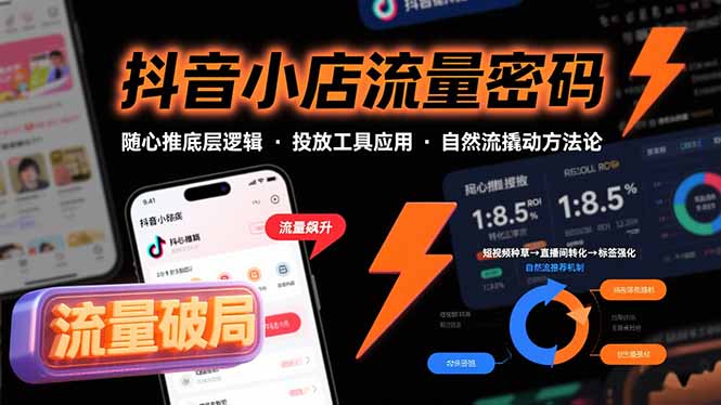 抖音小店流量密码,随心推底层逻辑,投放工具应用,自然流撬动核心方法论-鲁班聊项目