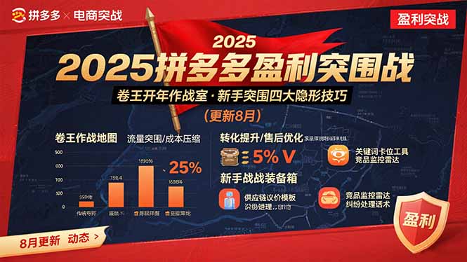 2025拼多多盈利突围战：卷王开年作战室，新手突围四大隐形技巧(更新8月-鲁班聊项目