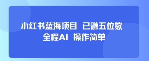 小红书蓝海项目，全程AI，操作简单，已挣五位数-鲁班聊项目