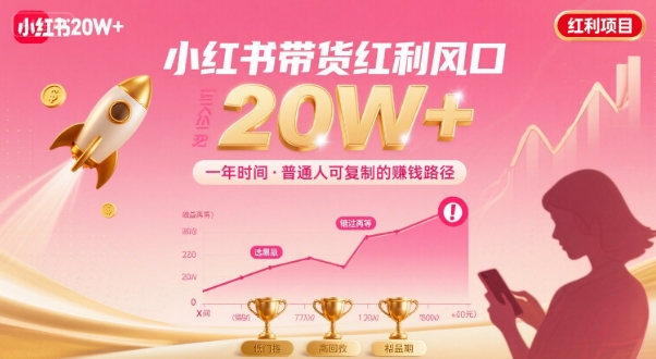 一年时间靠小红书带货项目年入20w+,最不能错的大红利项目-鲁班聊项目