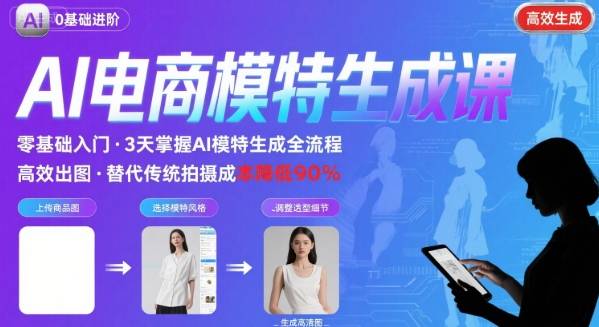 AI模特进阶课程，0基础高效生成逼真电商模特图-鲁班聊项目