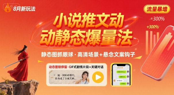 8月小说推文全新玩法，动静态图片+搭配小说文案爆量玩法-鲁班聊项目