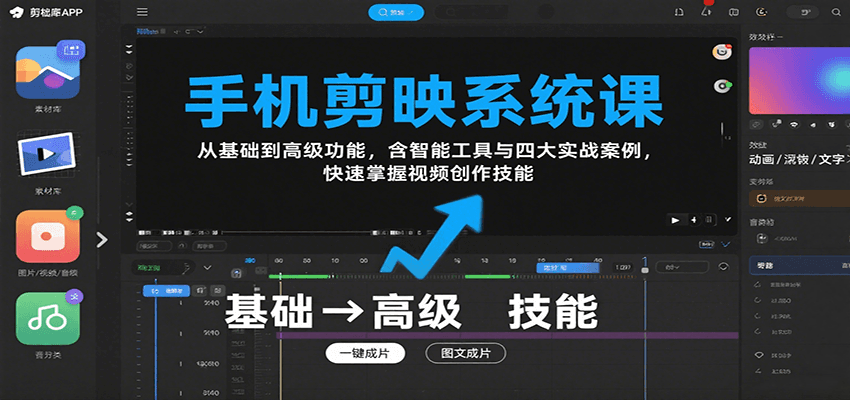 手机剪映系统课，从基础到高级功能，含智能工具与四大实战案例，快速掌握视频创作技能-鲁班聊项目