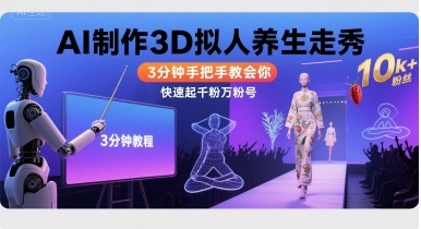 Ai制作3D拟人养生走秀,3分钟手把手教会你,快速起千粉万粉号-鲁班聊项目