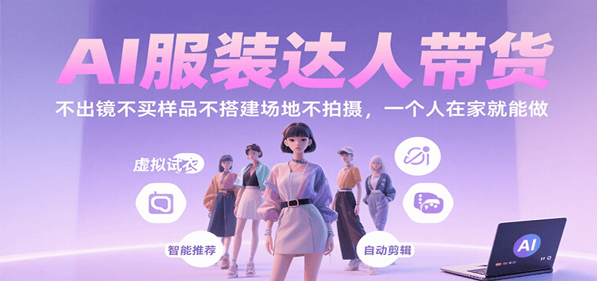 AI服装达人带货，不出镜不买样品不搭建场地不拍摄，一个人在家就能做-鲁班聊项目