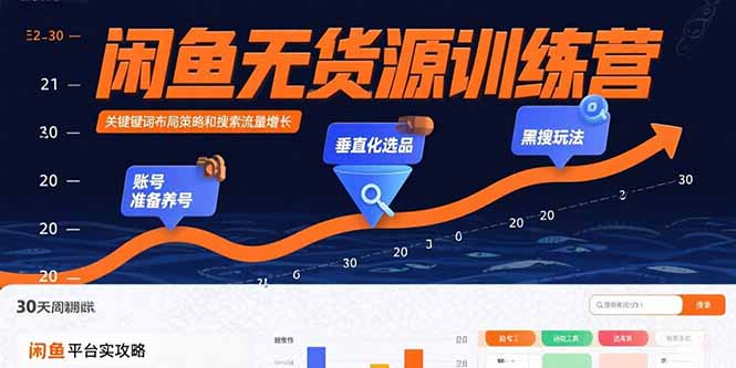 闲鱼无货源训练营：账号准备养号/垂直化选品/黑搜玩法，0基础30天盈利指南-鲁班聊项目