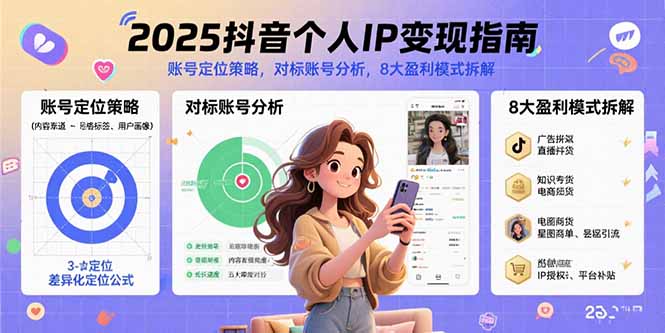 2025抖音个人IP变现指南,账号定位策略,对标账号分析,8大盈利模式拆解-鲁班聊项目