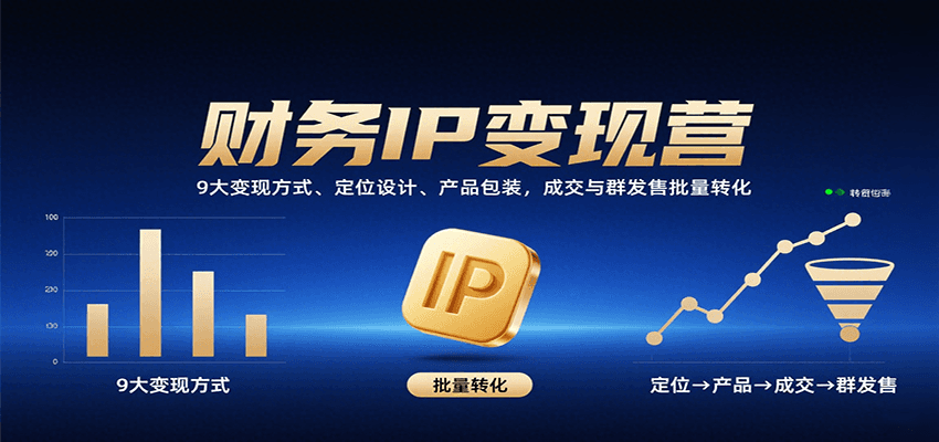 财务IP变现营:9大变现方式、定位设计、产品包装,成交与群发售批量转化-鲁班聊项目