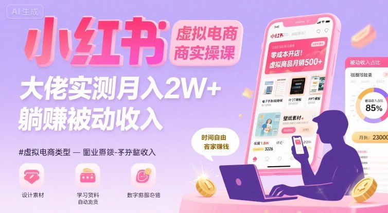 小红书虚拟电商,大佬实测月入2W+,实现被动收入-鲁班聊项目