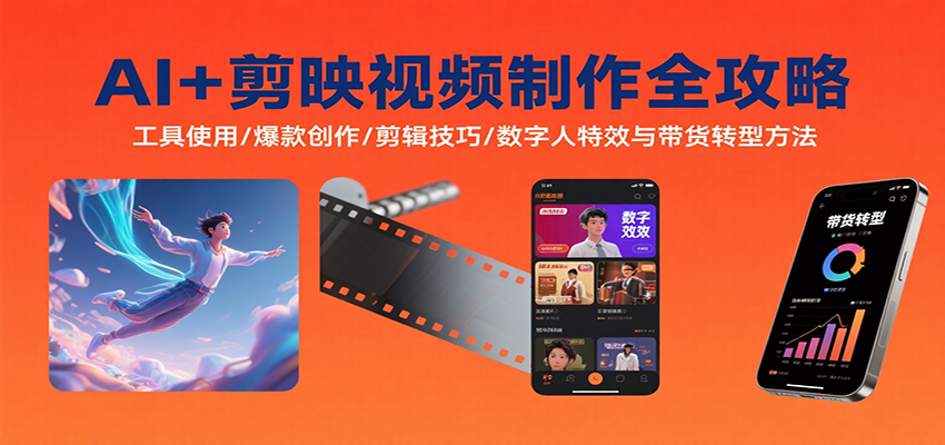 AI+剪映视频制作全攻略:工具使用/爆款创作/剪辑技巧/数字人特效与带货转型方法-鲁班聊项目