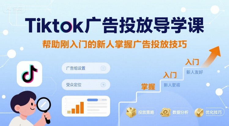 Tiktok广告投放导学课，帮助刚入门的新人掌握广告投放技巧-鲁班聊项目