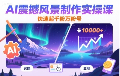 AI震撼风景制作实操课，快速起千粉万粉号-鲁班聊项目