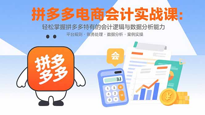 拼多多电商会计实战课：轻松掌握拼多多特有的会计逻辑与数据分析能力-鲁班聊项目