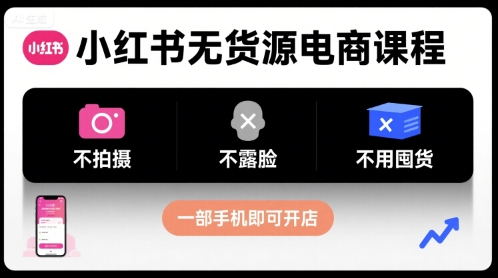 小红书无货源电商课程,不拍摄不露脸不用囤货,一部手机即可开店-鲁班聊项目