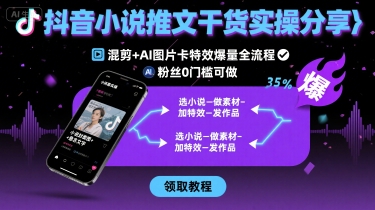 抖音小说推文干货实操分享，混剪+AI图片卡特效爆量全流程，0粉丝0门槛可做-鲁班聊项目