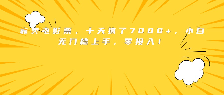 靠卖电影票，十天搞了7000+，小白无门槛上手，零投入！-鲁班聊项目