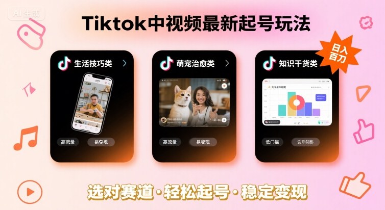 Tiktok中视频最新起号玩法,想要日入百刀,做好这几个赛道就可以了-鲁班聊项目